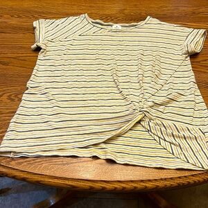 Striped tee shirt. Size Large. Knot twist in front adding a little more style.